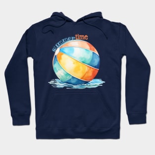 Summer Time Beach Ball in Watercolor Hoodie